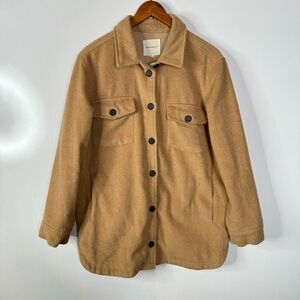 Thread & Supply Tan Button Front Shacket Size Large